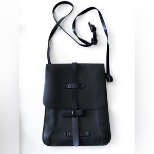 Crabtree Black Leather Messenger Bag